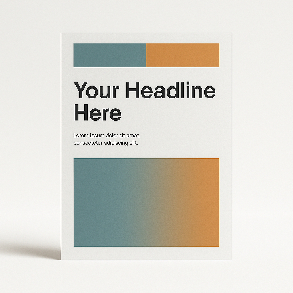 Enkele staande A3-flyer in de teal en oranje Ricard-huisstijl op een witte achtergrond