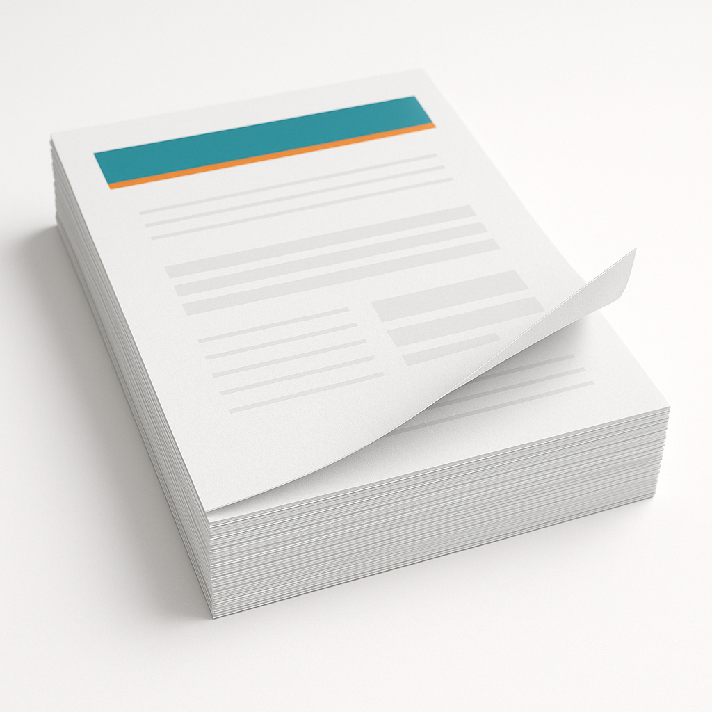 Detailfoto A4 flyers met opgetilde hoek voor het papiergevoel