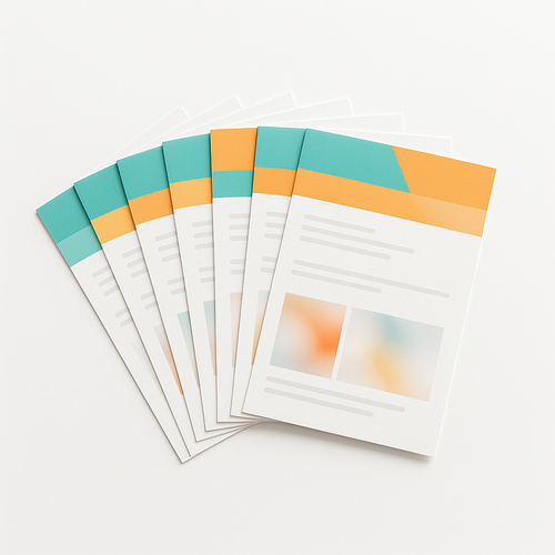 Waaier van bedrukte A5 flyers op een witte achtergrond