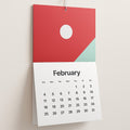 Geniete muurkalender als opengeklapt boekje