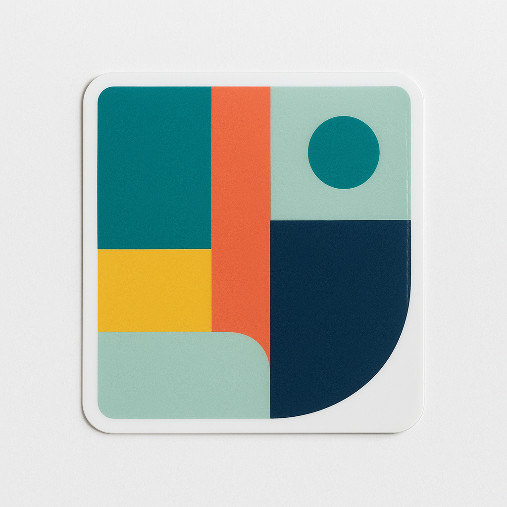 Rechthoekige vinylsticker recht van voren met glanzend full colour ontwerp